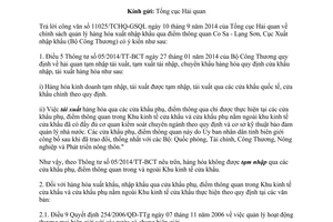 Công văn 758/XNK-TMQT năm 2014 quản lý hàng hóa xuất nhập khẩu qua điểm thông quan Co Sa