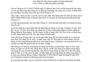 Công văn 2353/SXD-TTXD 2014 thực hiện 11/2014/TT-BXD công khai thông tin năng lực hoạt động xây dựng Cần Thơ