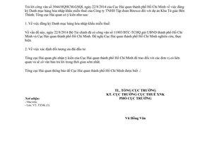 Công văn 10795/TCHQ-TXNK 2014 danh mục hàng hóa miễn thuế nhập khẩu Tổng cục Hải quan