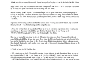 Công văn 12250/BTC-KHTC 2014 hướng dẫn 198/2013/TT-BTC quản lý sử dụng tài sản dự án vốn nhà nước