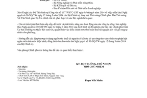 Công văn 6727/VPCP-KTTH 2014 thực hiện Nghị quyết 30-NQ/TW sắp xếp đổi mới công ty nông lâm nghiệp