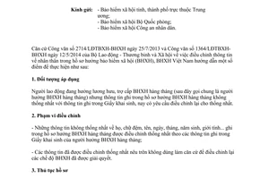 Công văn 3228/BHXH-CSXH 2014 điều chỉnh thông tin nhân thân hồ sơ hưởng bảo hiểm xã hội hàng tháng