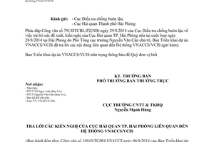 Công văn 10918/TCHQ-VNACCS 2014 trả lời kiến nghị Hệ thống VNACCS/VCIS