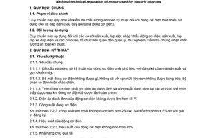 Quy chuẩn kỹ thuật quốc gia QCVN 75:2014/BGTVT về Động cơ sử dụng cho xe đạp điện