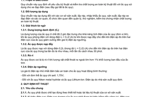 Quy chuẩn kỹ thuật quốc gia QCVN 76:2014/BGTVT về Ắc quy sử dụng cho xe đạp điện