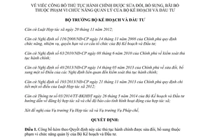 Quyết định 1404/QĐ-BKHĐT năm 2014 thủ tục hành chính thuộc phạm vi quản lý Bộ Kế hoạch Đầu tư
