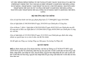 Quyết định 2575/QĐ-BTC 2014 đính chính 70/2014/TT-BTC thủ tục hải quan khí dầu mỏ hóa lỏng xuất khẩu