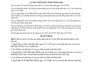 Quyết định 1461/QĐ-UBND năm 2014 bãi bỏ văn bản pháp luật do Uỷ ban nhân dân Vĩnh Long