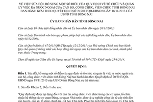 Quyết định 45/2014/QĐ-UBND sửa đổi quản lý việc ra nước ngoài cán bộ công viên chức Đồng Nai kèm 70/2013/QĐ-UBND