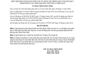 Quyết định 66/2014/QĐ-UBND công tác rà soát hệ thống hóa văn bản pháp luật Thừa Thiên Huế