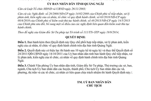 Quyết định 48/2014/QĐ-UBND phối hợp tiếp nhận xử lý phản ánh kiến nghị quy định hành chính Quảng Ngãi