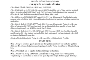 Quyết định 1565/QĐ-UBND 2014 thủ tục hành chính thẩm quyền Sở Thông tin Truyền thông Lạng Sơn