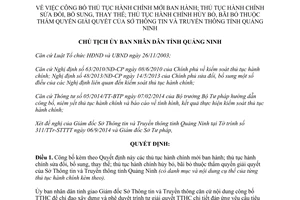 Quyết định 2248/QĐ-UBND 2014 công bố thủ tục hành chính Sở Thông tin Truyền thông Quảng Ninh