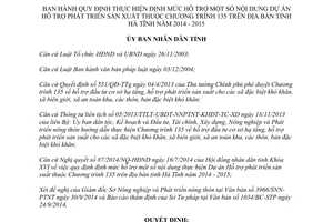 Quyết định 66/2014/QĐ-UBND mức hỗ trợ dự án phát triển sản xuất Hà Tĩnh 2014 2015