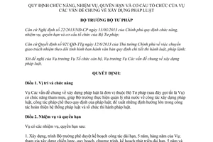 Quyết định 2699/QĐ-BTP năm 2014 nhiệm vụ quyền hạn tổ chức Vụ Các vấn đề chung xây dựng pháp luật