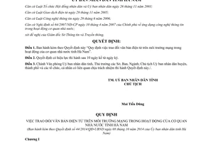 Quyết định 44/2014/QĐ-UBND trao đổi văn bản điện tử trên môi trường mạng Hà Nam