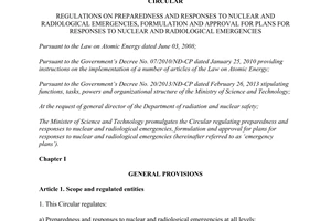 Circular No. 25/2014/TT-BKHCN preparedness responses nuclear radiological emergencies 2014