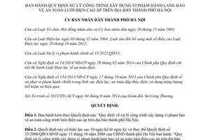 Quyết định 76/2014/QĐ-UBND xử lý công trình xây dựng vi phạm hành lang an toàn lưới điện Hà Nội