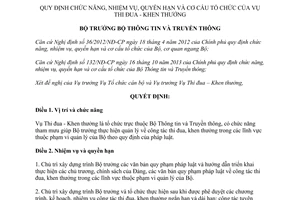 Quyết định 1456/QĐ-BTTTT 2014 nhiệm vụ quyền hạn cơ cấu tổ chức Vụ Thi đua Khen thưởng