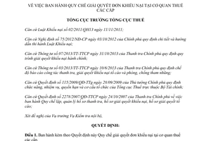 Quyết định 1720/QĐ-TCT 2014 Quy chế giải quyết đơn khiếu nại tại cơ quan Thuế các cấp