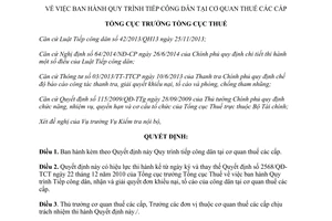 Quyết định 1716/QĐ-TCT 2014 Quy trình tiếp công dân tại cơ quan Thuế các cấp