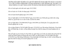 Thông tư 147/2014/TT-BTC hướng dẫn 58/2013/QĐ-TTg Quỹ bảo lãnh tín dụng doanh nghiệp nhỏ vừa