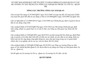 Quyết định 2959/QĐ-TCHQ 2014 Quy chế tổ chức hoạt động Ban quản lý dự án đầu tư xây dựng Vụ Tài vụ Quản trị