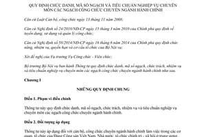 Thông tư 11/2014/TT-BNV chức danh mã số ngạch tiêu chuẩn nghiệp vụ chuyên môn công chức hành chính