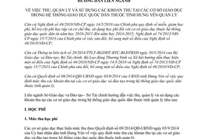 Hướng dẫn 1388/HDLN 2014 thu quản lý sử dụng khoản thu tại cơ sở giáo dục quốc dân Hưng Yên