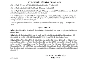 Quyết định 27/2014/QĐ-UBND quản lý nhà nước về giá Quảng Nam