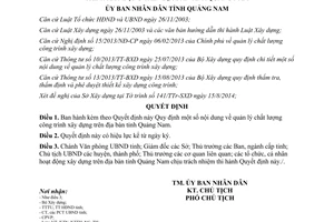 Quyết định 3117/QĐ-UBND quản lý chất lượng công trình xây dựng Quảng Nam 2014