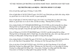 Quyết định 1304/QĐ-LĐTBXH năm 2014 thành lập Trường Cao đẳng nghề Than Khoáng sản Việt Nam