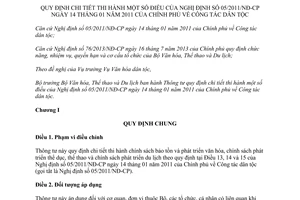 Thông tư 12/2014/TT-BVHTTDL hướng dẫn 05/2011/NĐ-CP Công tác dân tộc