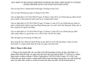 Thông tư 149/2014/TT-BTC số lợi bất hợp pháp do vi phạm hành chính để sung vào ngân sách nhà nước