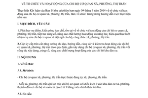 Hướng dẫn 28-HD/BTCTW năm 2014 tổ chức hoạt động chi bộ xã phường thị trấn