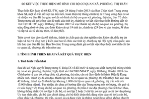 Báo cáo 216-BC/BTCTW năm 2014 thực hiện mô hình chi bộ cơ quan xã phường thị trấn