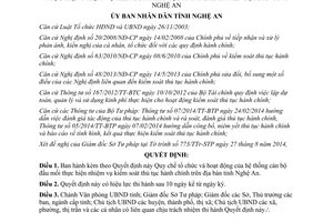 Quyết định 71/2014/QĐ-UBND tổ chức hoạt động cán bộ thực hiện kiểm soát thủ tục hành chính Nghệ An