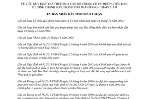 Quyết định 78/2014/QĐ-UBND giá thuê mua căn hộ chung cư C5 Tôn Đản Thanh Sơn Phan Rang Tháp Chàm Ninh Thuận