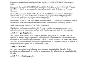 Circular No. 150/2014/TT-BTC management and use of fees for appraisal of fire safety design