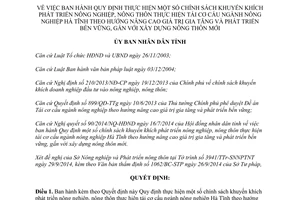 Quyết định 67/2014/QĐ-UBND khuyến khích phát triển nông nghiệp nông thôn tái cơ cấu Hà Tĩnh