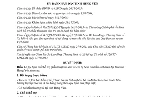 Quyết định 1677/QĐ-UBND 2014 mức hỗ trợ phẫu thuật tim cho trẻ em bị bệnh tim bẩm sinh Hưng Yên