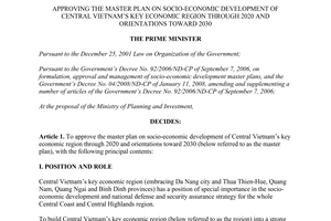 Decision No. 1874/QD-TTg 2014 socio economic development of central Vietnam through 2020 2030