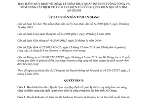 Quyết định 38/2014/QĐ-UBND quản lý điểm truy nhập Internet điểm cung cấp trò chơi điện tử An Giang