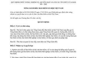 Quyết định 1022/QĐ-BHXH năm 2014 chức năng nhiệm vụ quyền hạn tổ chức Ban Sổ Thẻ Bảo hiểm