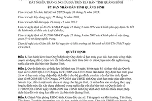 Quyết định 25/2014/QĐ-UBND hạn mức giao đất công nhận quyền sử dụng đất ở Quảng Bình