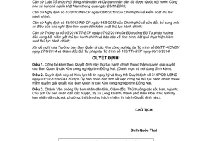 Quyết định 3192/QĐ-UBND năm 2014 thủ tục hành chính thuộc thẩm quyền Ban Quản lý các Khu công nghiệp Đồng Nai