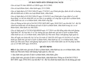 Quyết định 53/2014/QĐ-UBND mức giá dịch vụ khám chữa bệnh cơ sở Nhà nước Quảng Ngãi