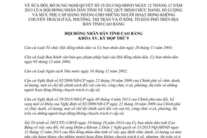 Nghị quyết 20/2014/NQ-HĐND sửa đổi Nghị quyết 15/2013/NQ-HĐND Cao Bằng