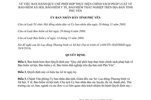 Quyết định 1672/QĐ-UBND 2014 thực hiện chính sách pháp luật Bảo hiểm xã hội y tế thất nghiệp Phú Yên