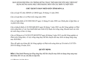 Quyết định 2758/QĐ-UBND 2014 trồng rừng thay thế khi chuyển mục đích sử dụng Sơn La